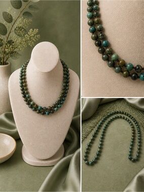 African Turquoise Hand Knotted Stone Necklace